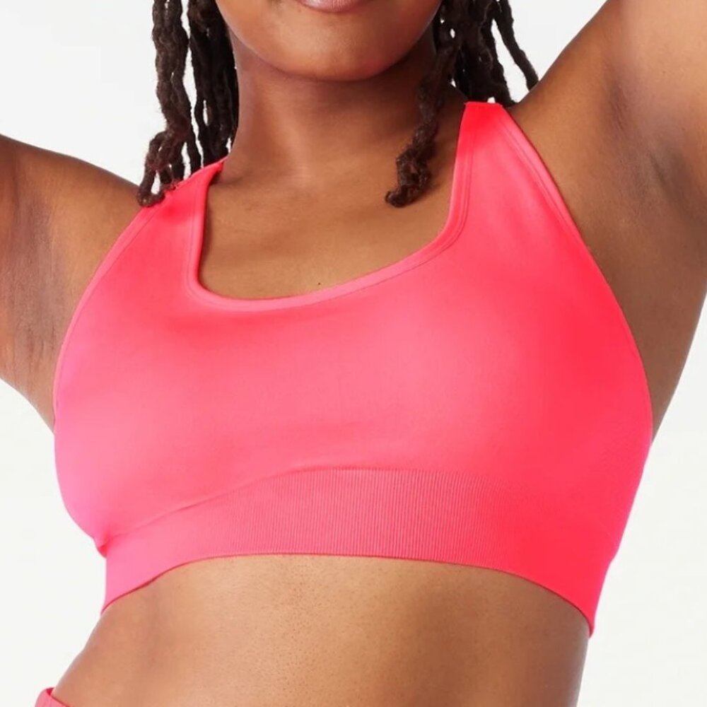 Love & Sports Womens Seamless Soft Sports Bra Size L (12 -14 )hot Pink Colour